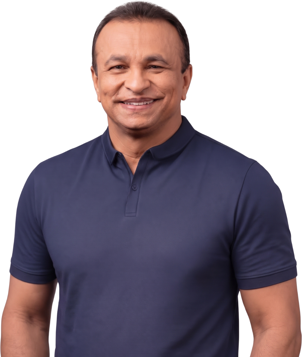 Capitão Fábio Abreu sorrindo, de camisa polo azul